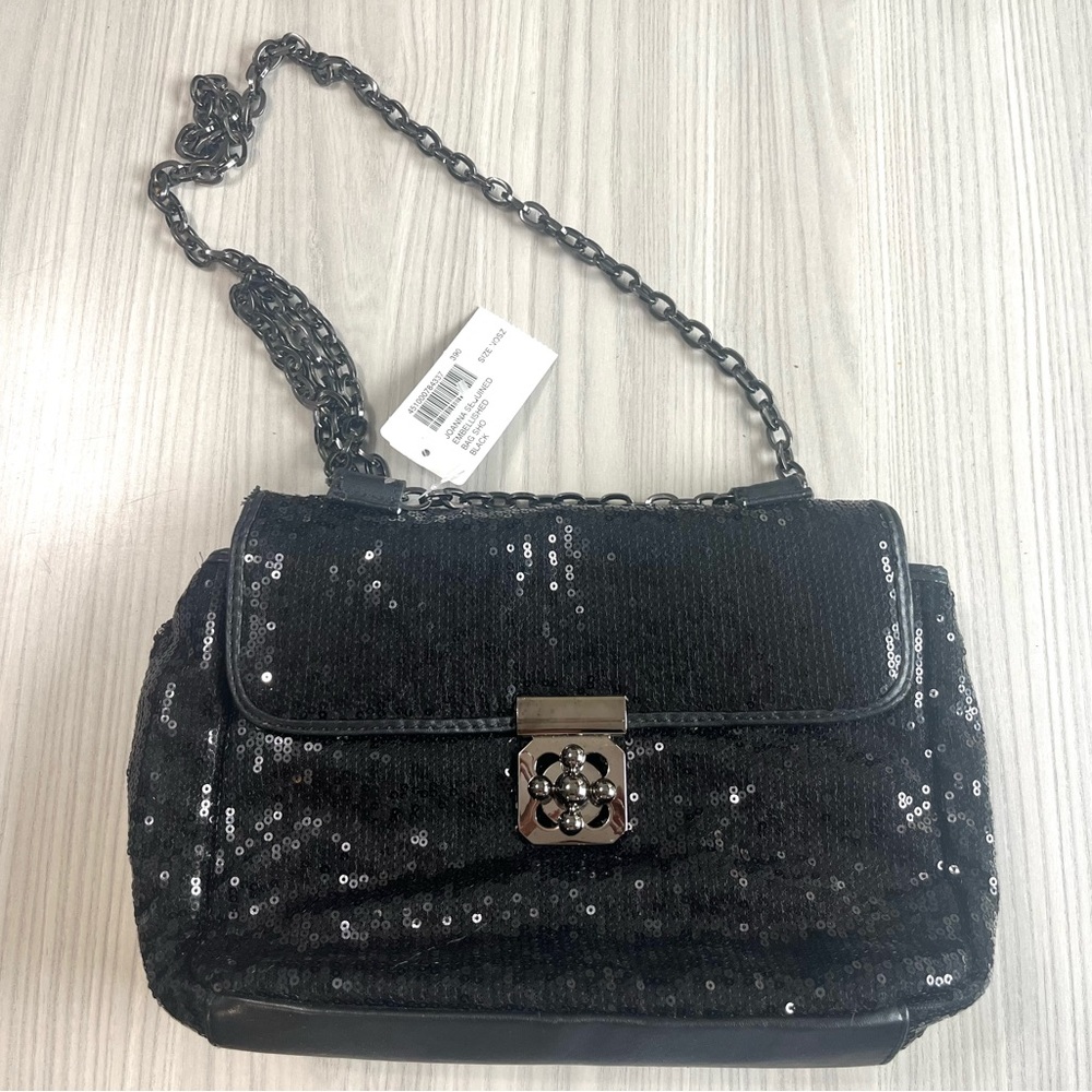 NWT Chico's Joanna Sequined Embellished Purse Black
